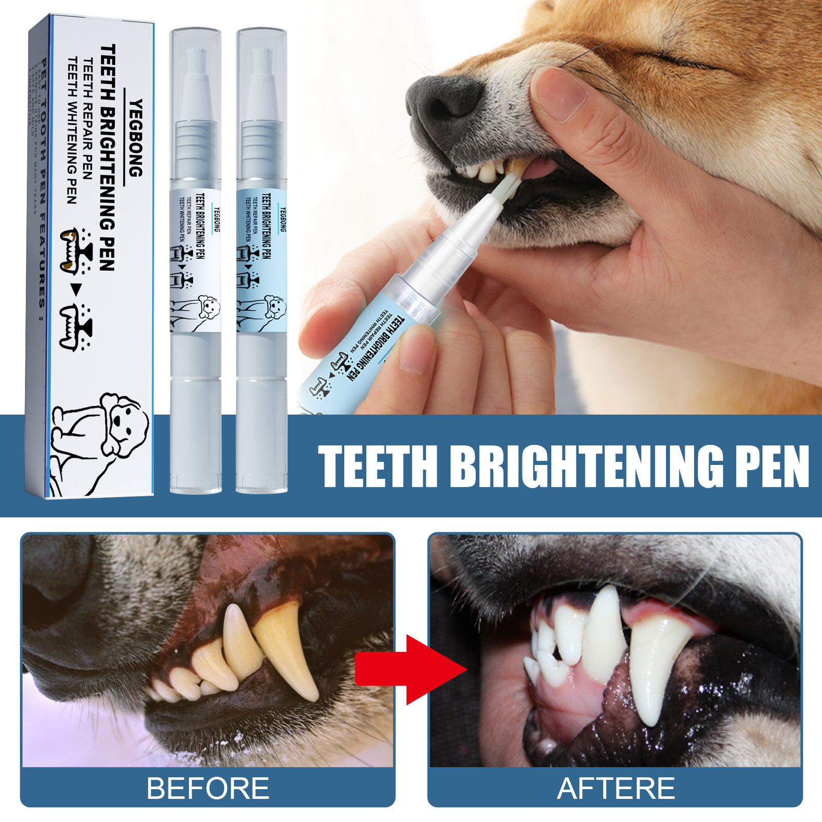 Yegbong Pet Teeth Whitening Pen Dog Cat Tartar Teeth - Image 2