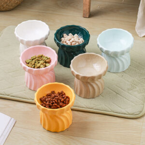 Cat Bowl Ceramic Food Basin Pet High Feet Anti-Tipping